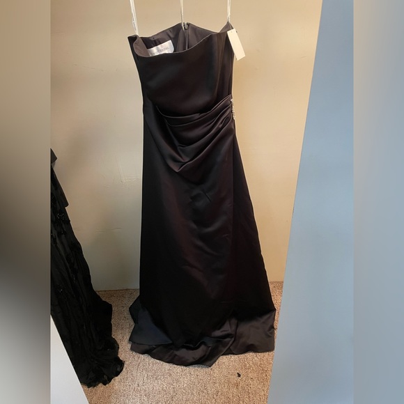 David's Bridal Dresses Davids Bridal Black Satin Dress Poshmark